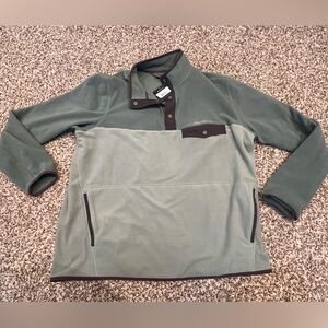 NWT Eddie Bauer Chutes Mock Neck Fleece Men's Green Gray Pullover New Tags XL